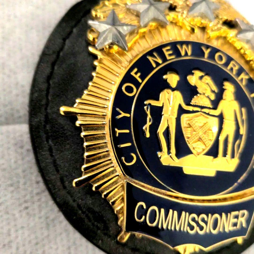 NYPD コミッショナー ポリスバッジ ＋ レザー製クリップ付きバッジホルダー