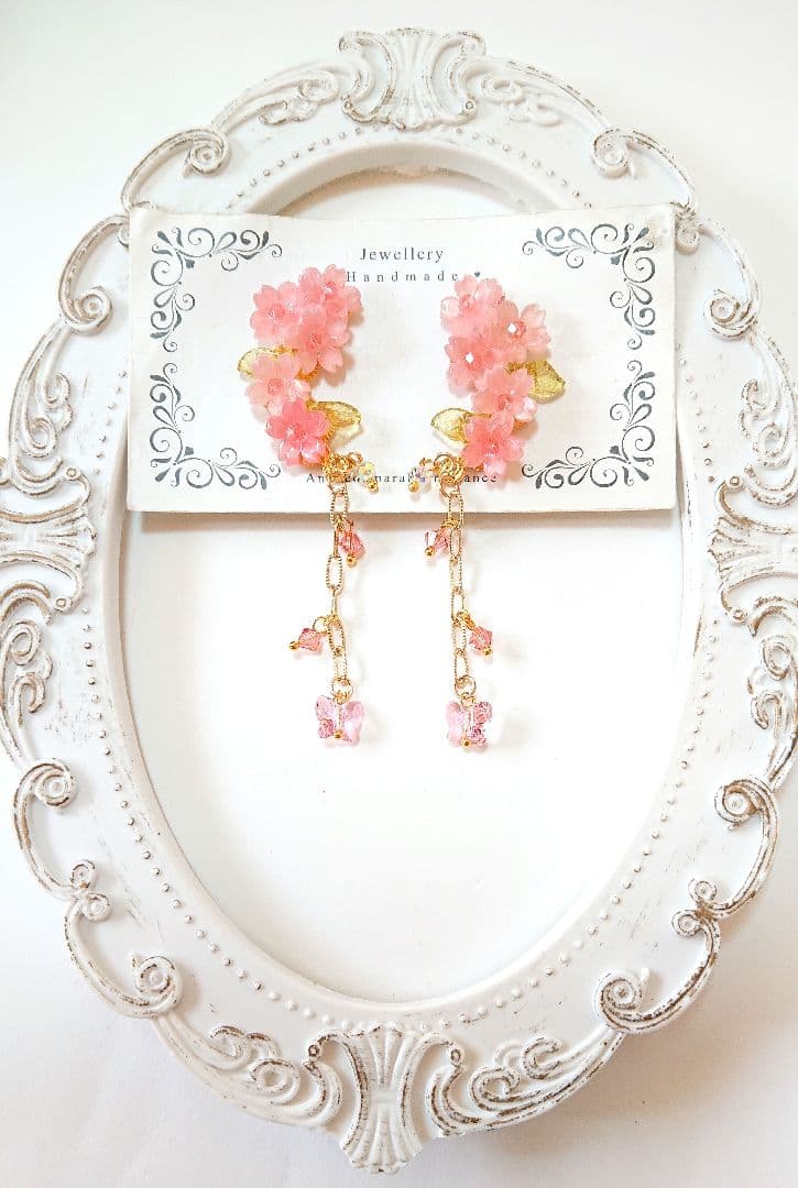桜 スワロフスキー　ピアスorイヤリング