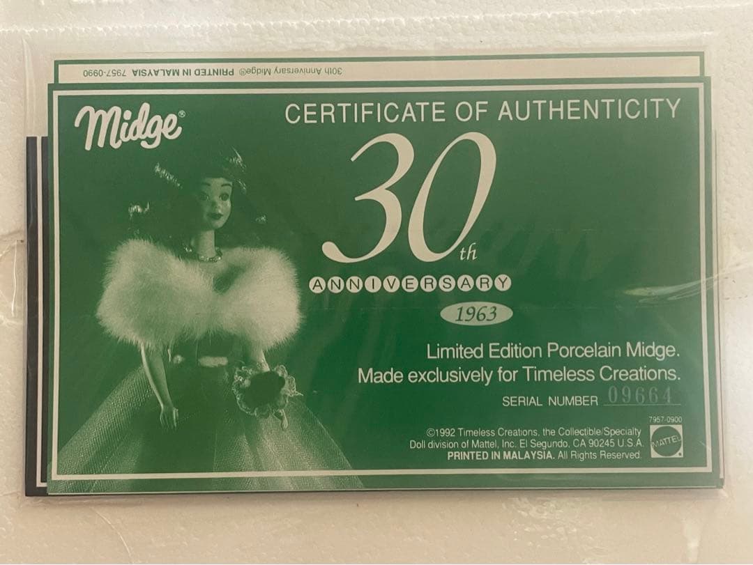 ミッジ　ポーセリン　30thアニバーサリー　バービー のお友達