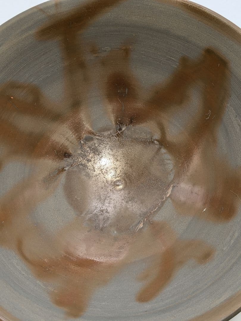 伝統工芸士柴岡秀泉 青備前緋襷茶盌 合箱 備前焼 抹茶碗 抹茶茶碗 茶道具 茶器