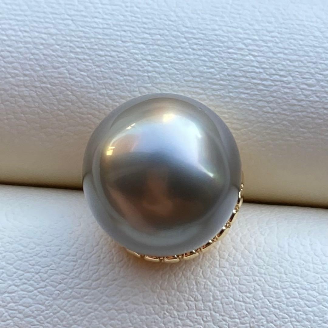 本真珠　南洋黒蝶真珠ネックレストップ13.7*12mmシルバーグリーンPT882