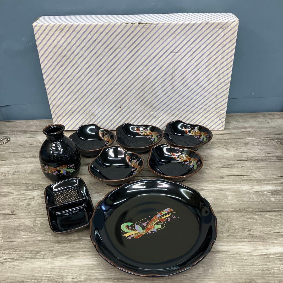 E-1 廣斎作 漆器 晩酌セット 徳利 小鉢 薬味入れ 盛り皿 廣斎