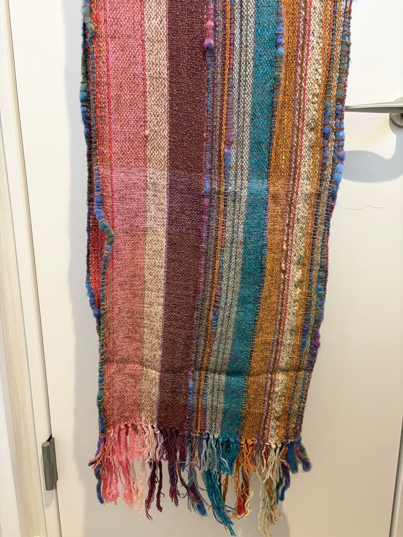 一点もの さをり織 大判ストール ハンドメイド 羽織に 春 秋 冬