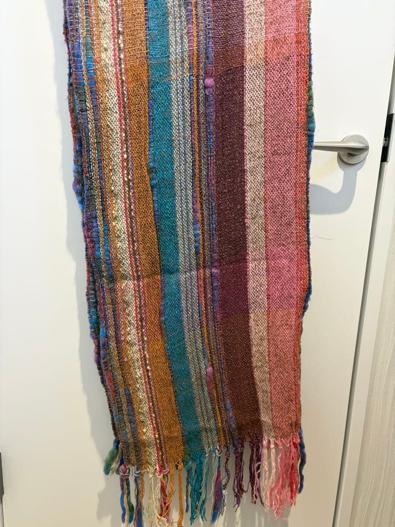 一点もの さをり織 大判ストール ハンドメイド 羽織に 春 秋 冬