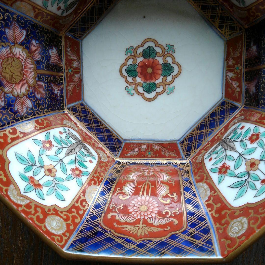 古伊万里　染錦草花　鉢