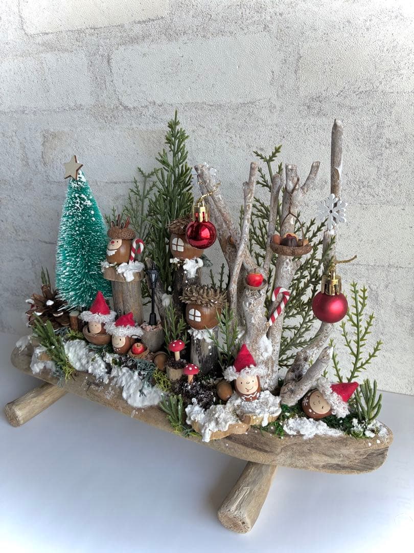 クリスマス流木置物(大サイズ)どんぐりアート