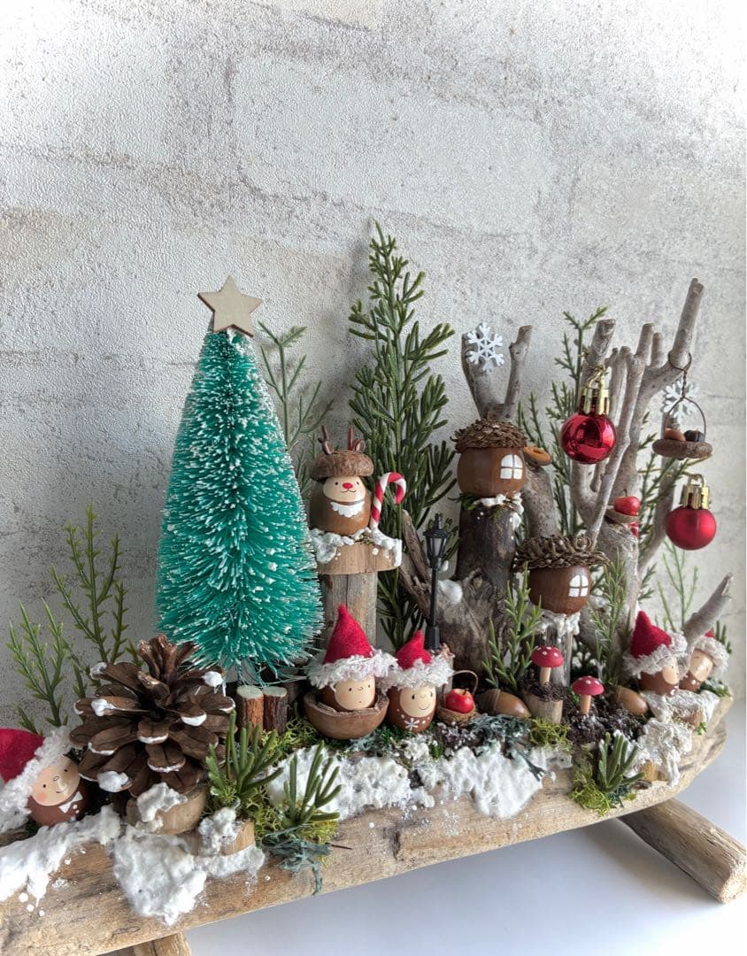 クリスマス流木置物(大サイズ)どんぐりアート