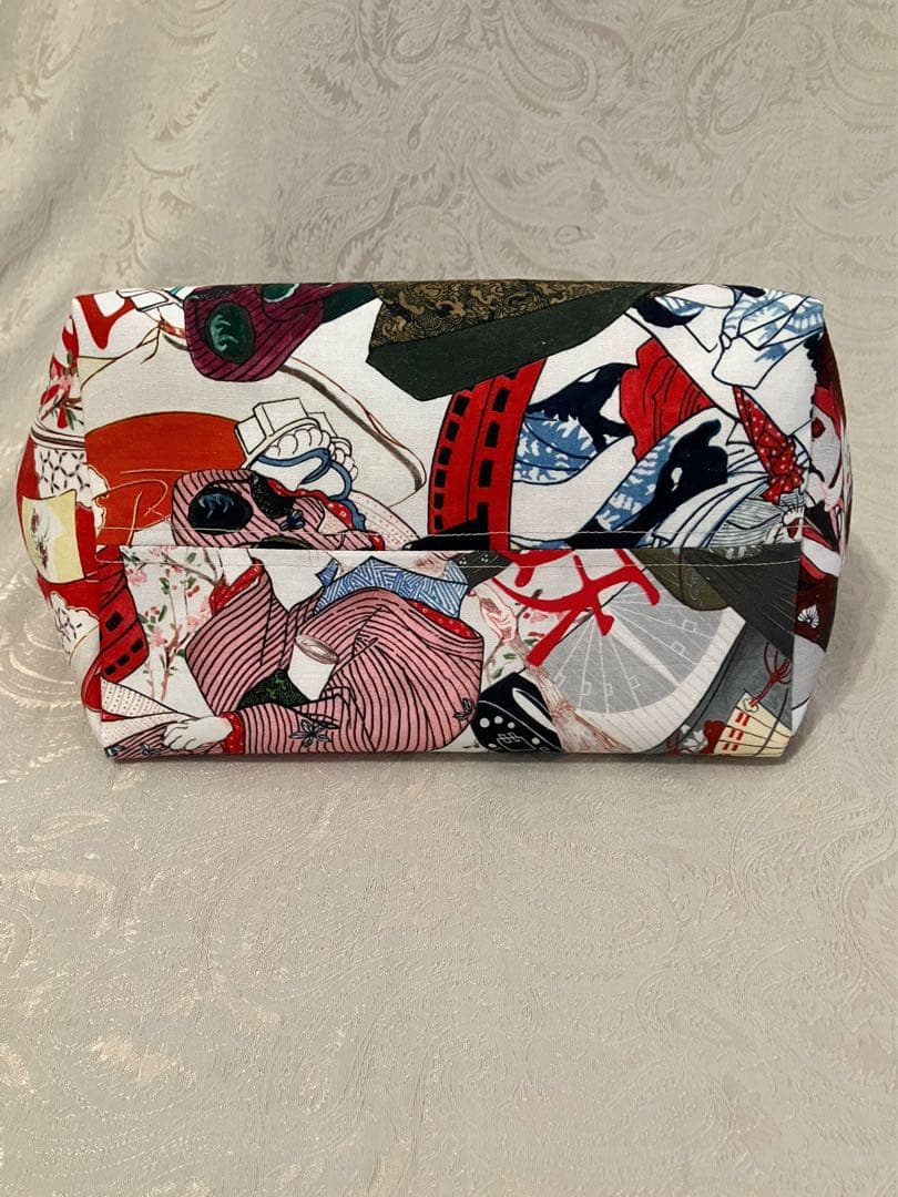 妖怪猫　がま口　バンブー　バッグ　大島紬　着物バッグ　和装バッグ　猫柄　歌川