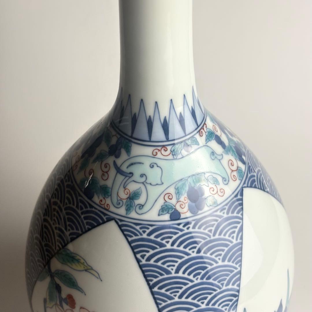 鍋島焼 阪井茂治作 花瓶 花器 共箱 壺 陶磁 花生 飾壺 古美術品