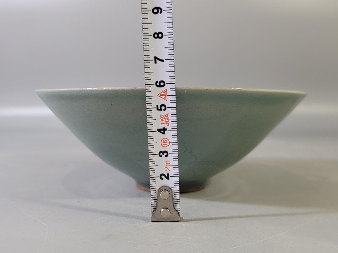 高麗 青磁 雲鶴 茶碗 美品 PR034