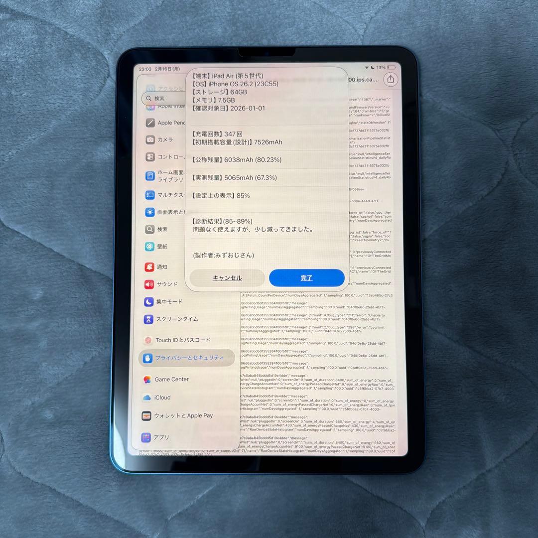 iPad Air 第五世代（M1）64GB ブルー