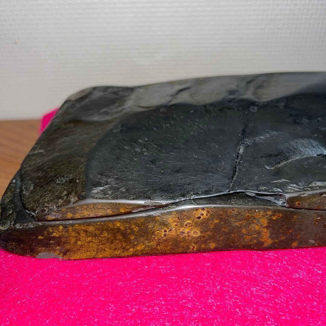 ⭕️諸鹿石硯　希少　大久保喜代雄　共蓋付き自然硯　新品美品　墨持ち良い　鳥取県産出