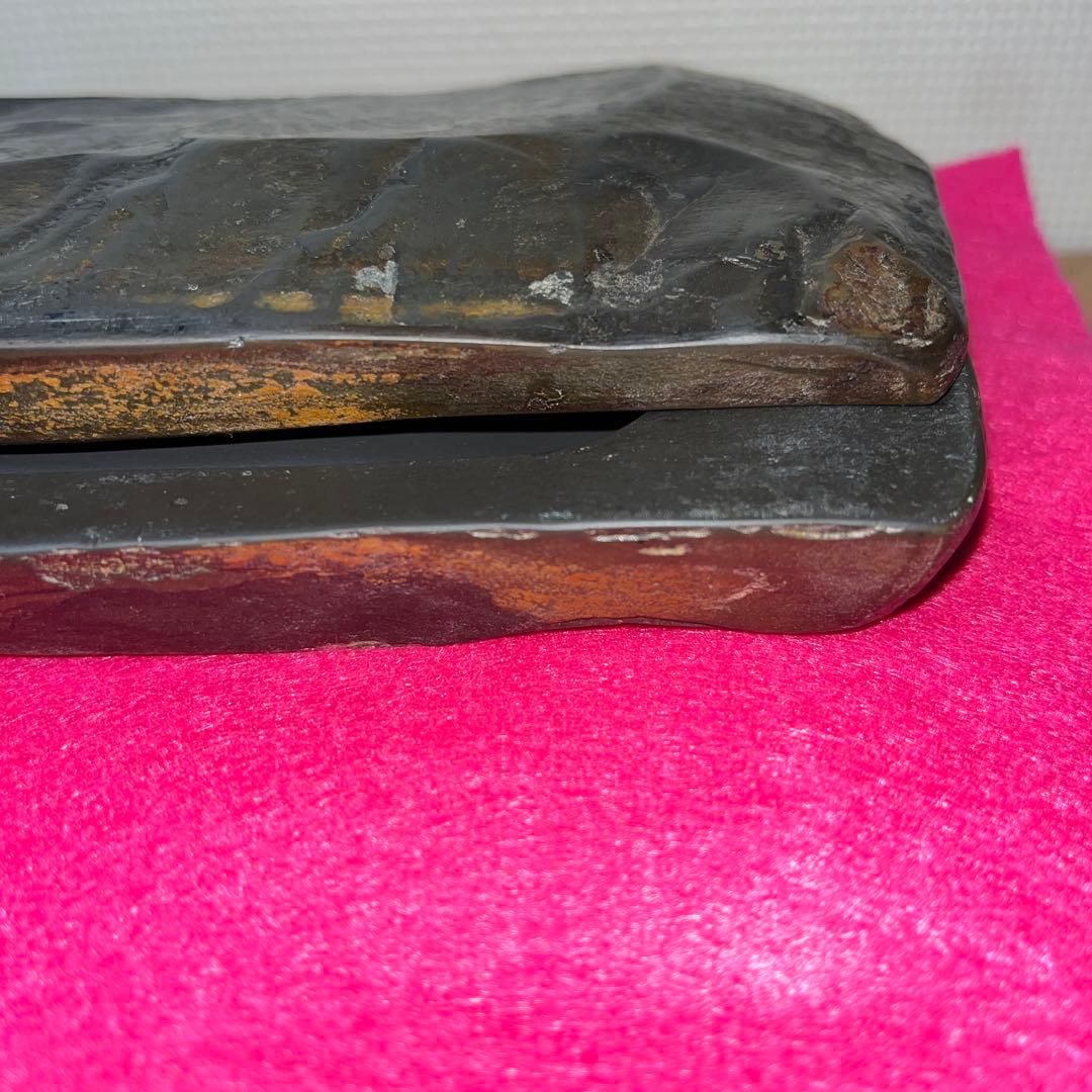 ⭕️諸鹿石硯　希少　大久保喜代雄　共蓋付き自然硯　新品美品　墨持ち良い　鳥取県産出