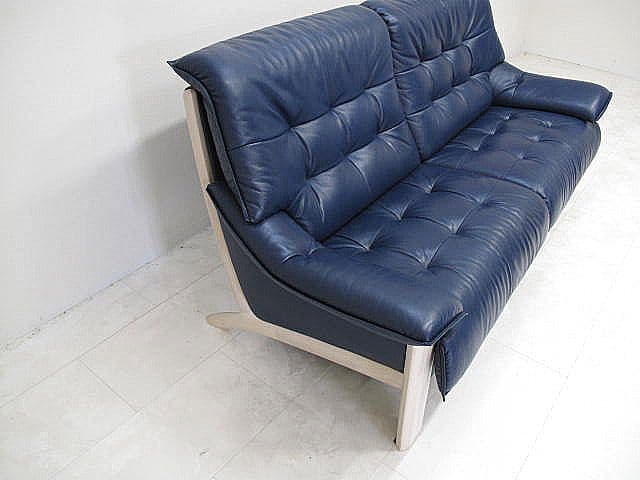 【展示品】カリモク 「ZU49」 本革3人掛けソファ W202cm 約36万