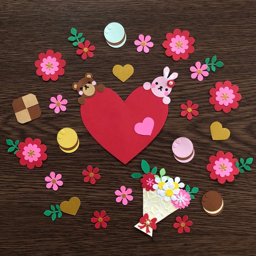バレンタインセット♡ペーパークラフト♡クラフトパンチ♡マカロン♡アルバム♡花