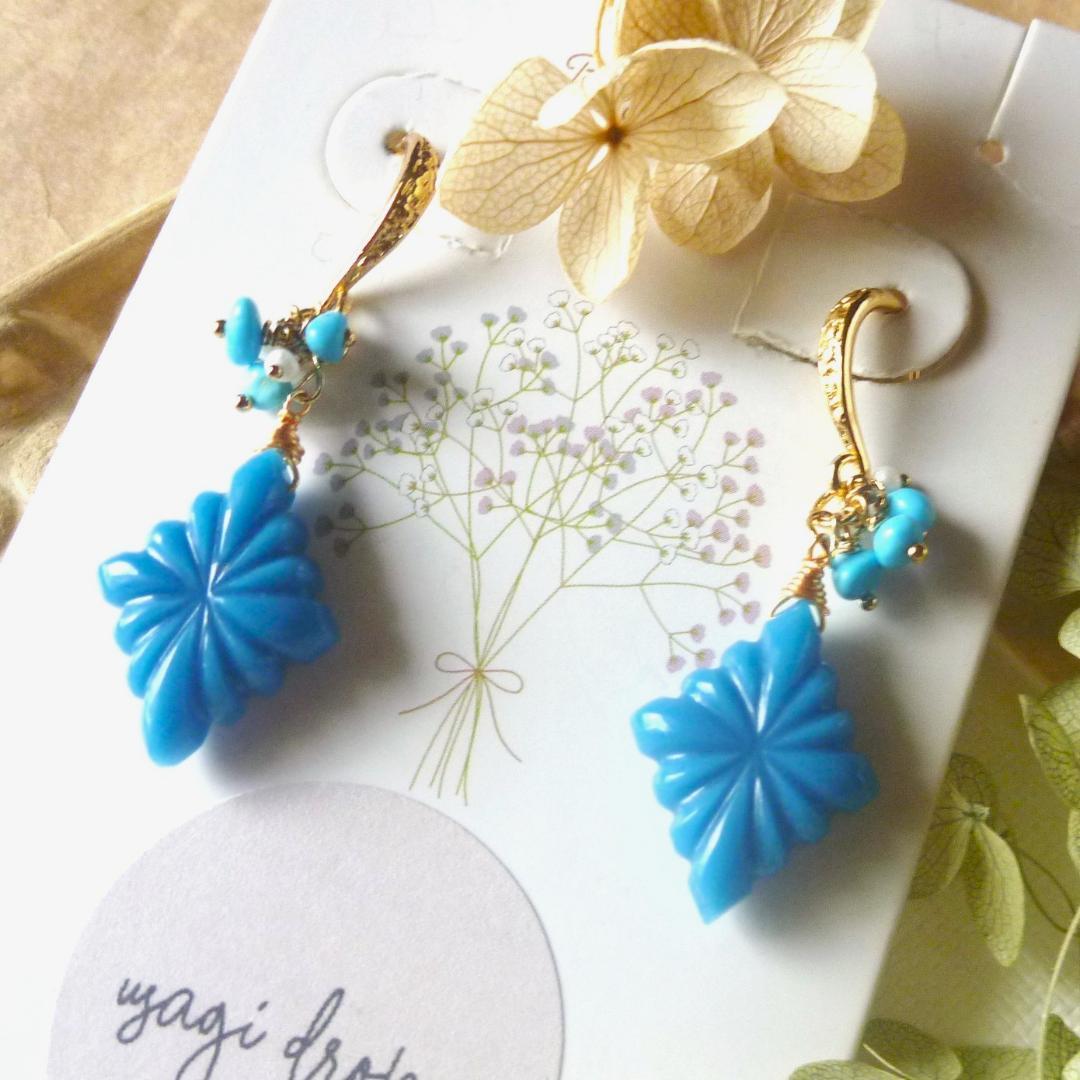 はな様＊14kgf/天然石ターコイズローゼンジとスリーピングビューティーのピアス