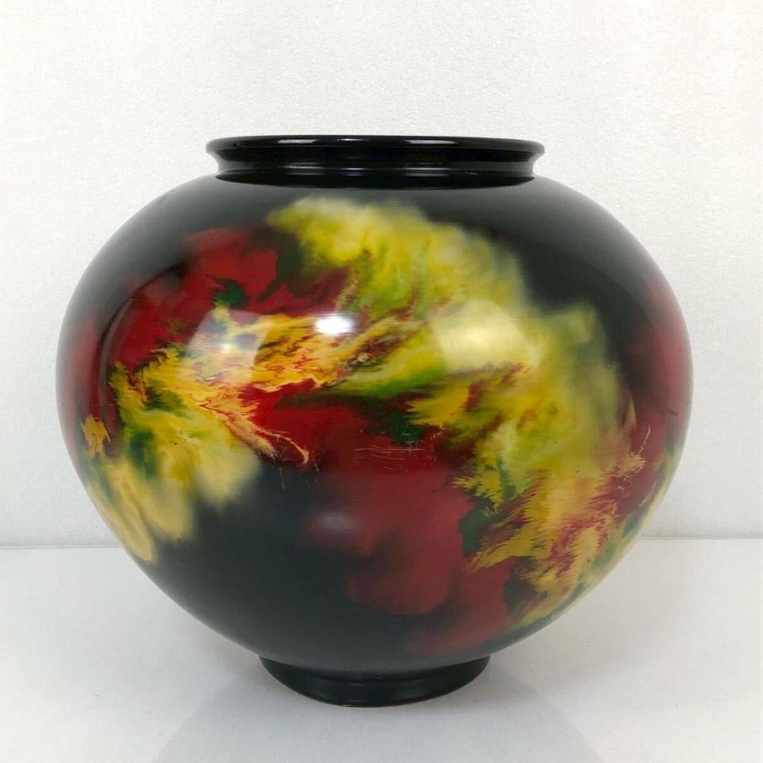 九谷焼き 佐野慧成 火の舞 壺 花生け 花瓶 骨董 大壺　陶芸 慧成作 27cm