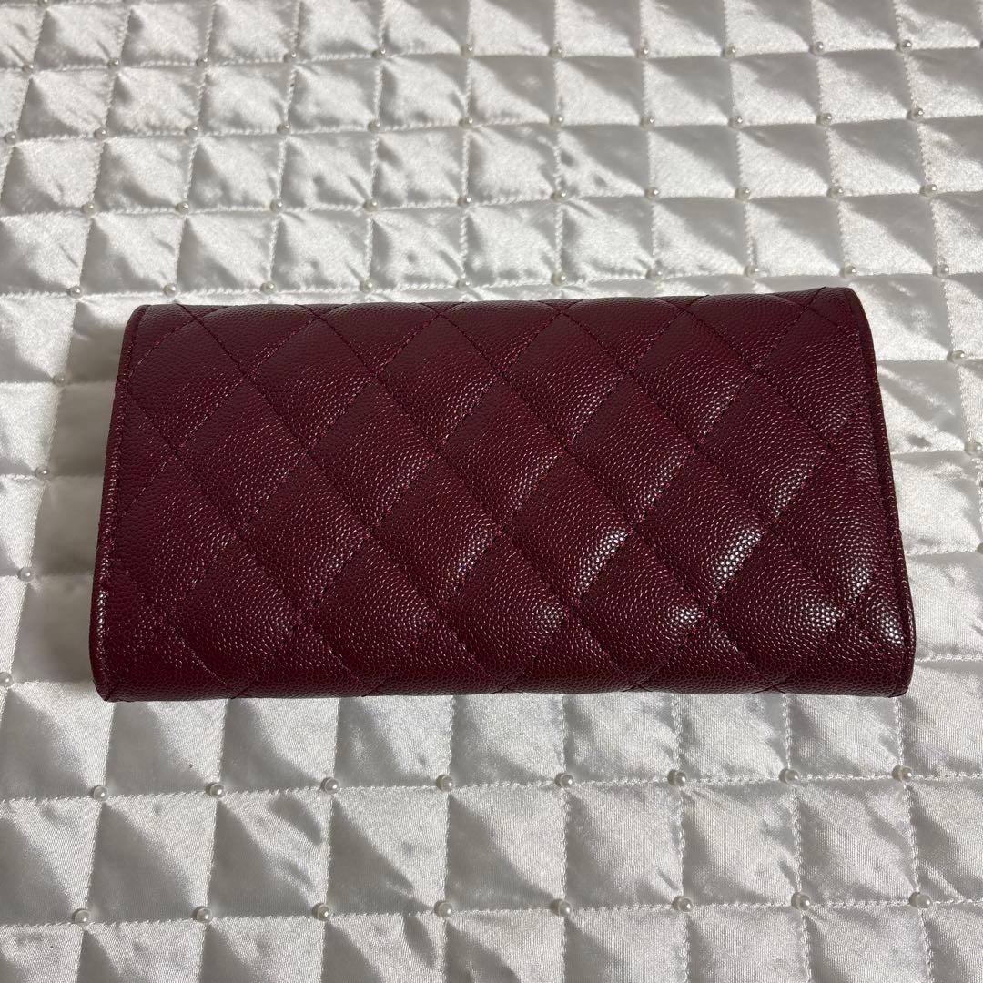 CHANEL ノベルティ ウォレット 長財布 バーガンディ×ゴールド金具 未使用