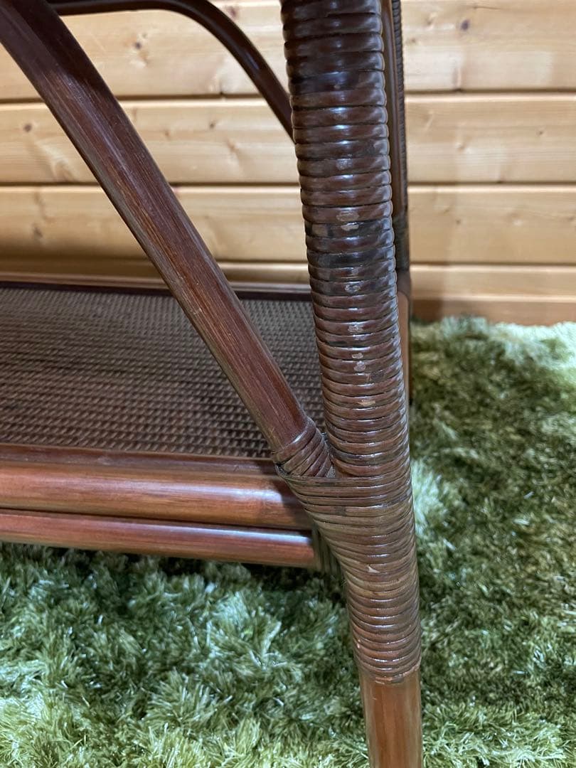 美品　kazama カザマ　ラタンテーブル　　ガラステーブル　センターテーブル