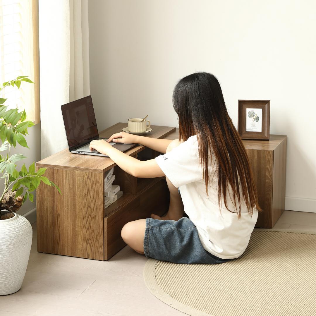 テレビ台 ローボード 収納 伸縮自由 幅95～169cm　 TV台L字 ブラウン