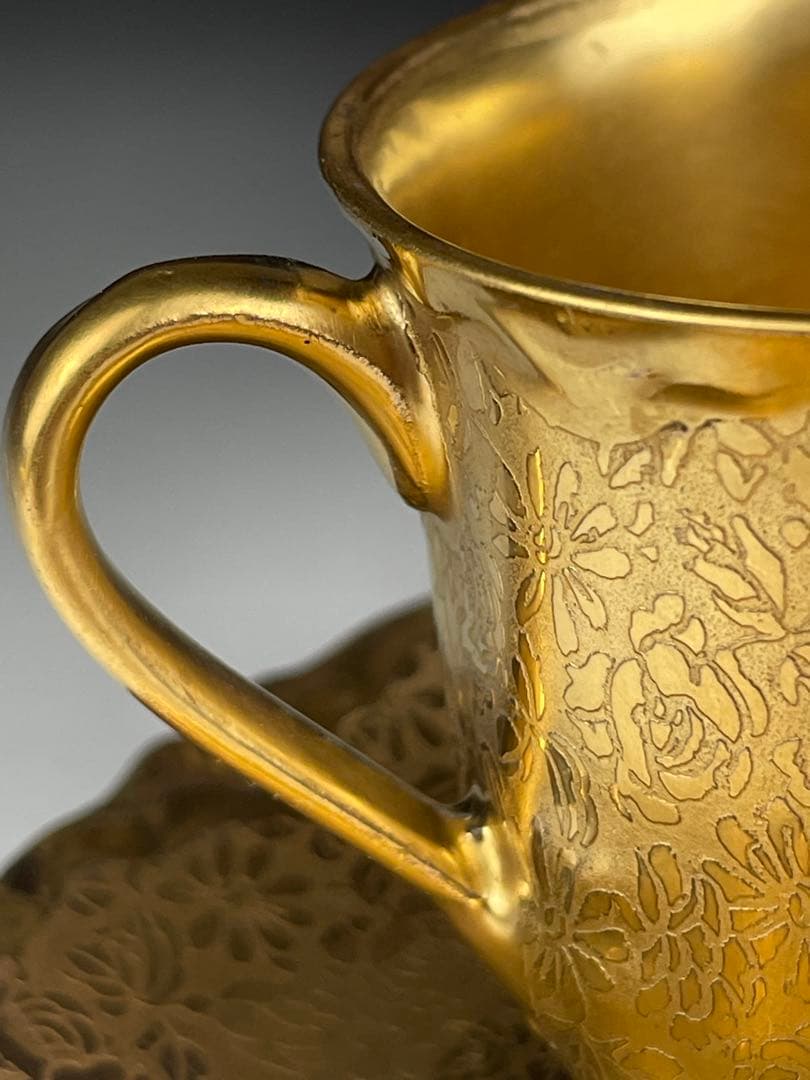 【希少】フッチェンロイター 24K 金彩 カップ＆ソーサー ハンドエングレーブド