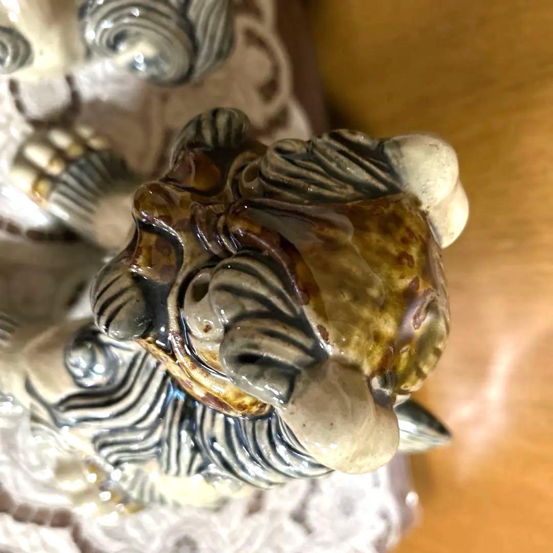 シーサー獅子の陶器像 2体セット