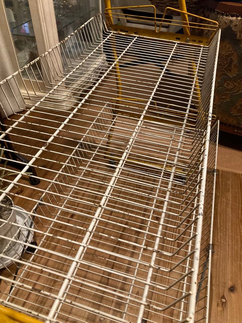 昭和レトロ　ワイヤーラック3段仕様　キャスター付ガーデニング　シャビーラック13