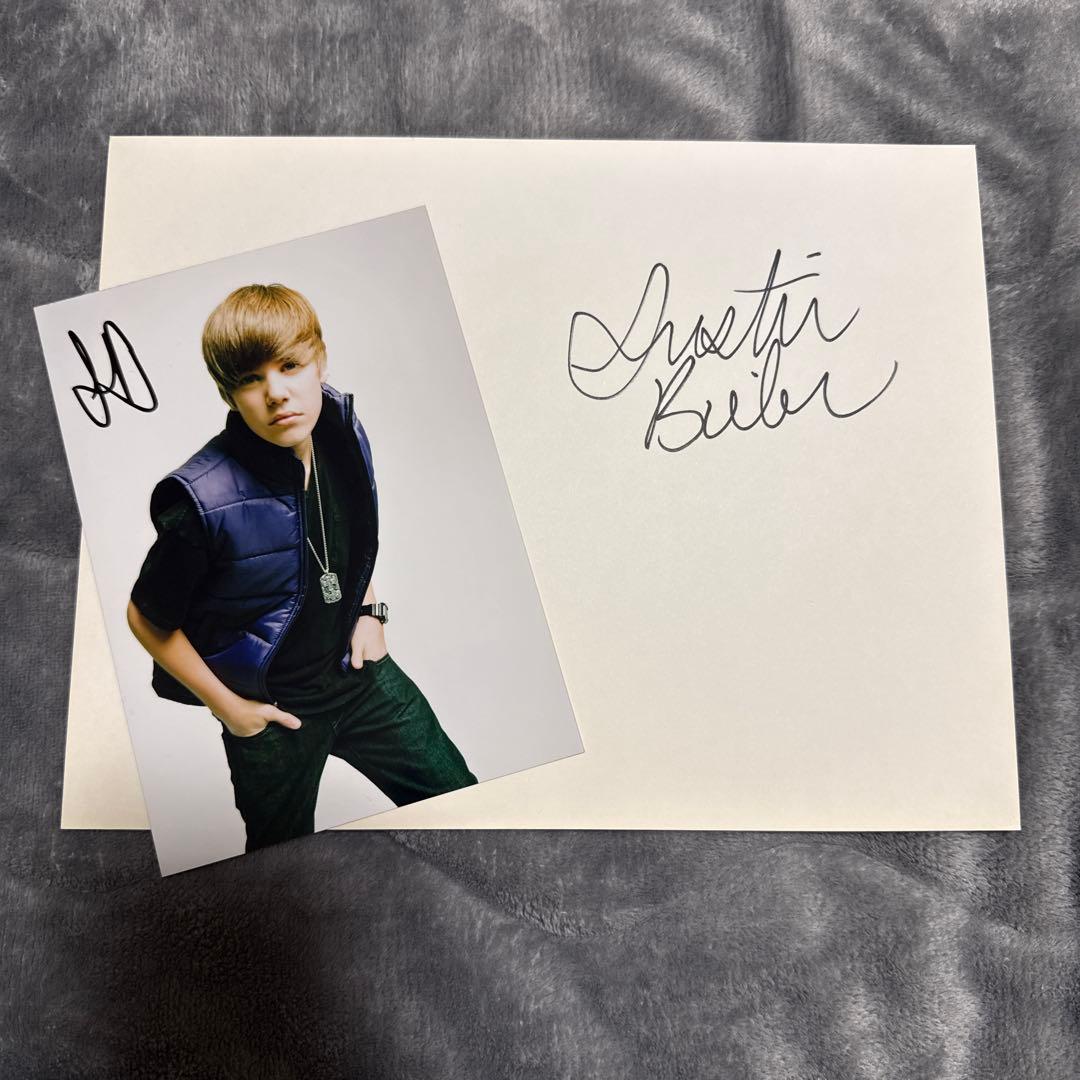 ジャスティン・ビーバー　Justin Bieber 生サイン　2枚セット
