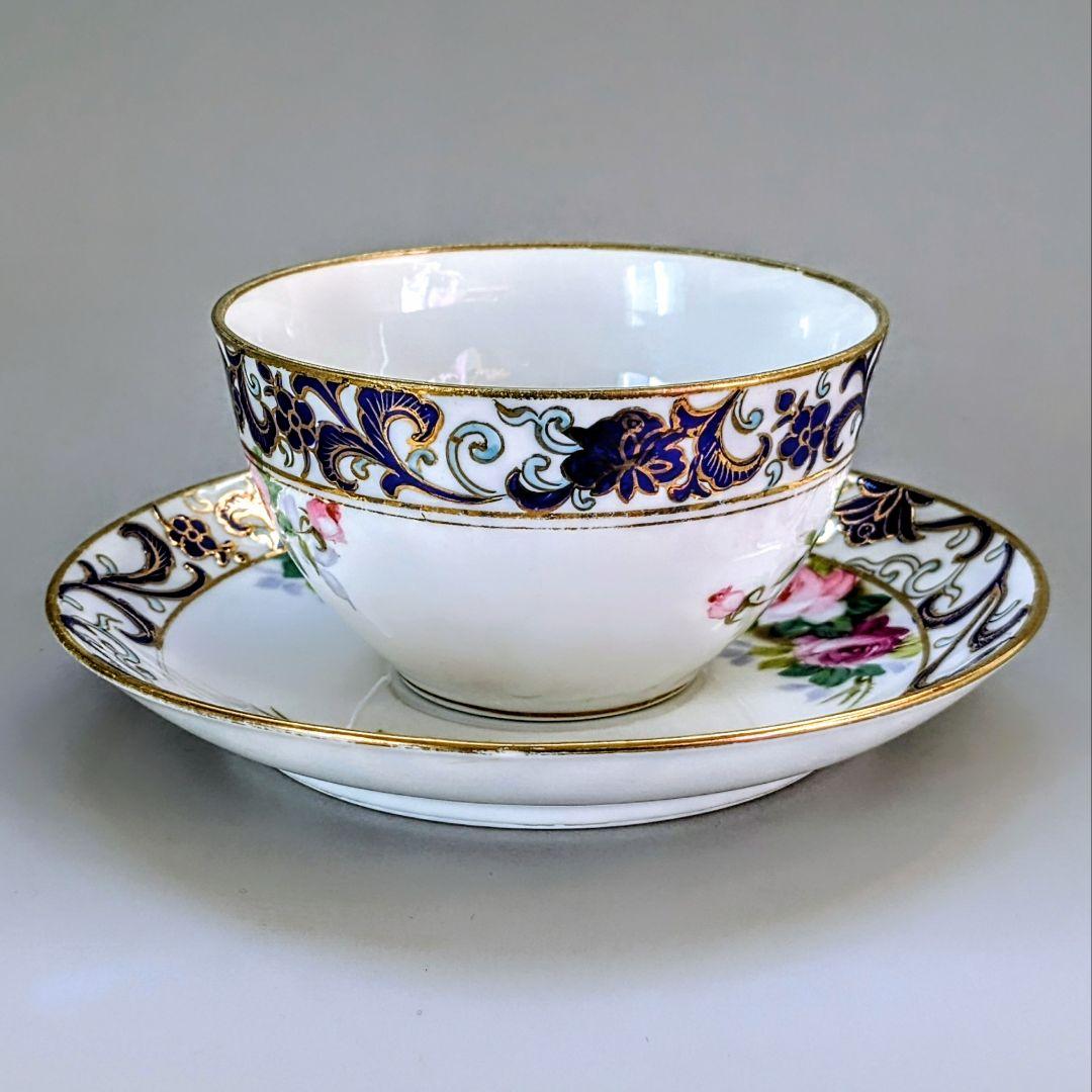 オールドノリタケ銘品!! 　金彩藍帯薔薇図紋　キャビネットカップ＆ソーサー