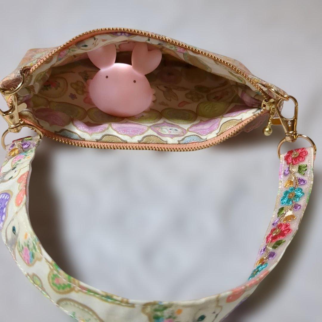 専用…ユキエモン…ボタニカルフラワーピンク系 持ち手付きペタンコポーチ