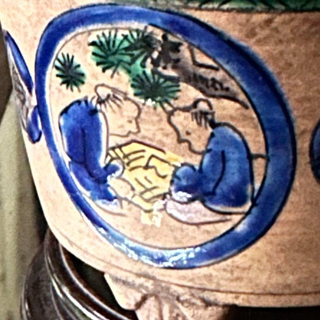 2125様感謝‼️老舗様愛蔵品‼️古九谷名品‼️賢人牡丹三つ足香炉　在銘　合桐箱箱入