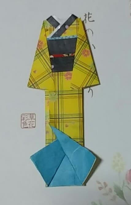 和紙風折り紙着物　「　町　娘　」