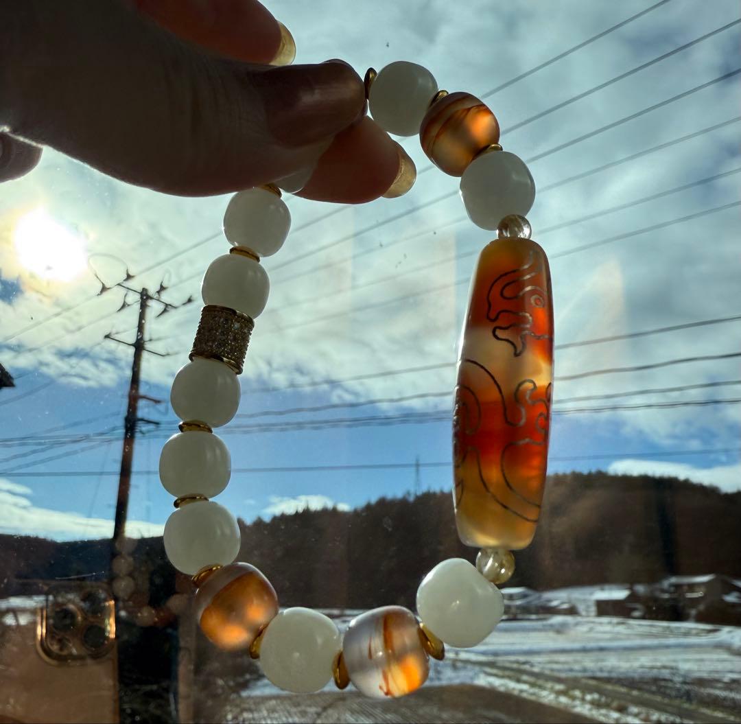 皇帝龍銀線天珠ブレスレット　1点物