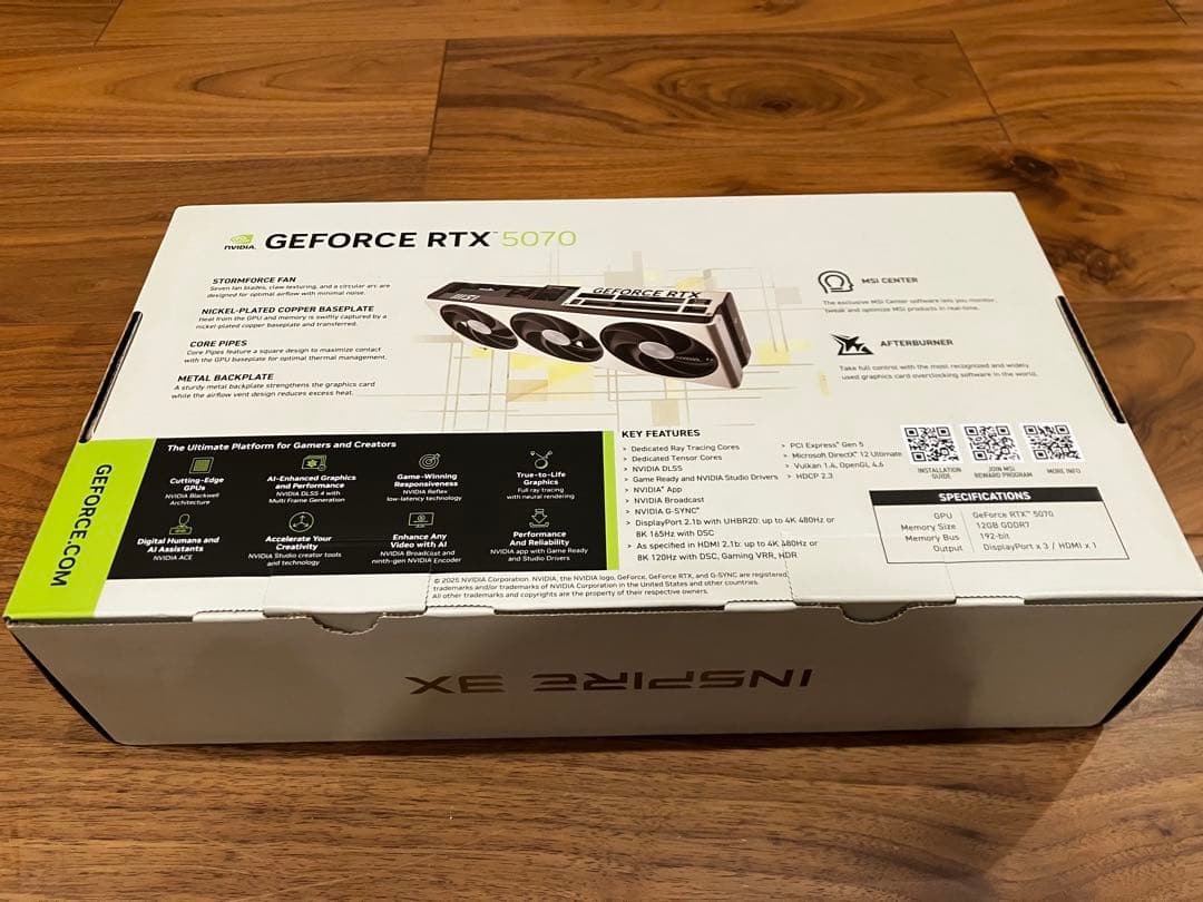 【新品/未開封】MSI GeForce RTX 5070 12G INSPIRE