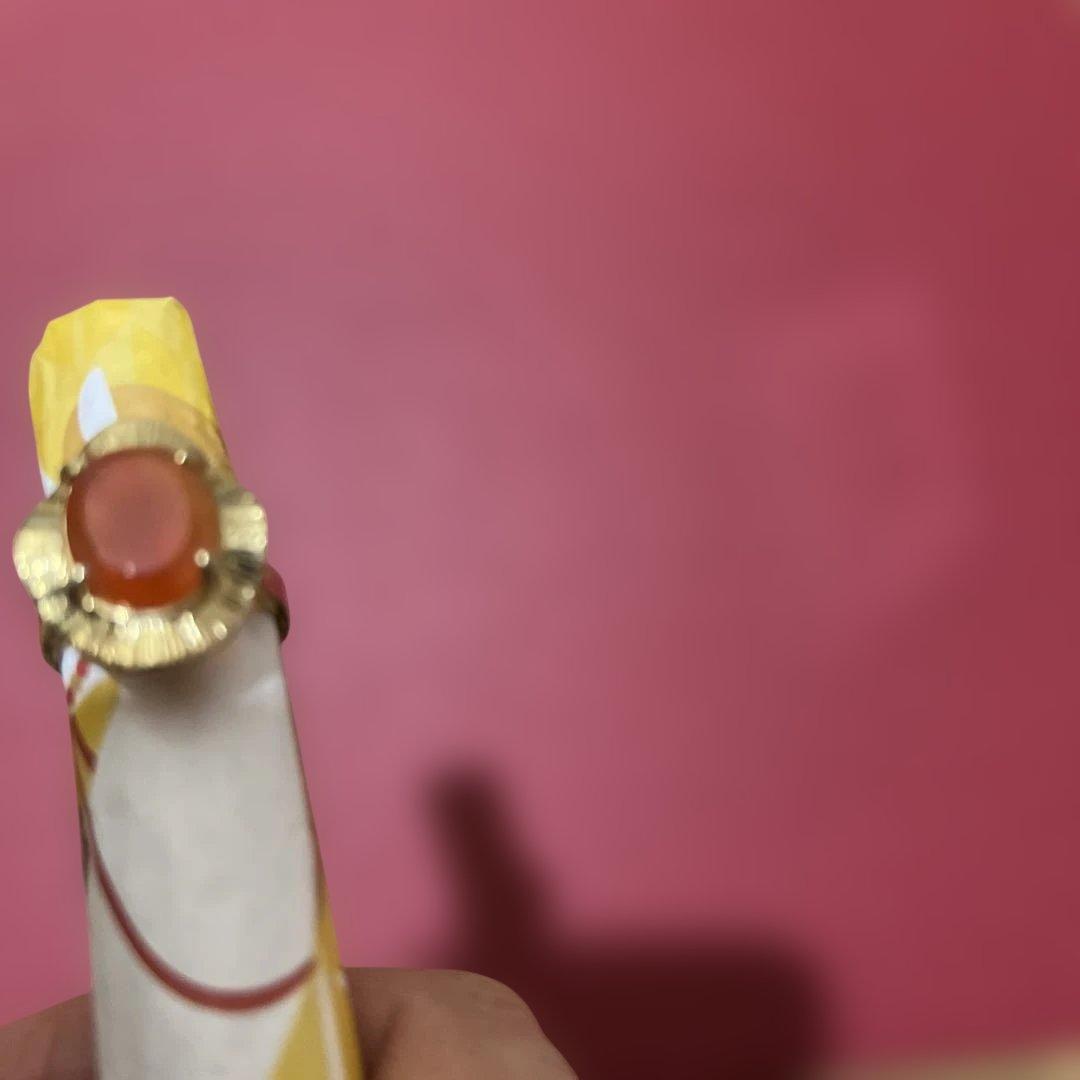 オレンジ フラワーデザイン リング
