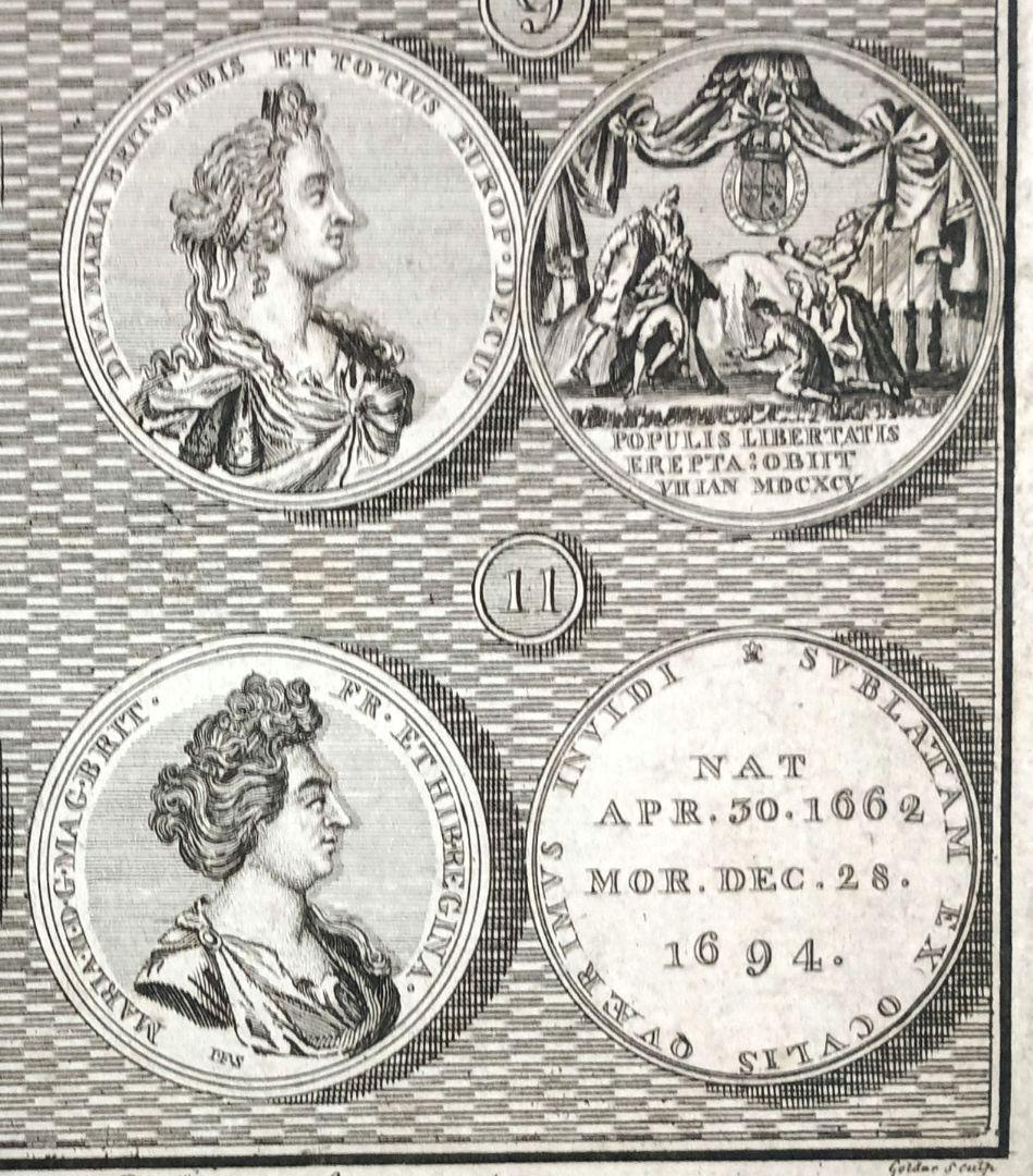 額装品　1785年頃　英国の歴史　「Queen Mary　メダル図譜」