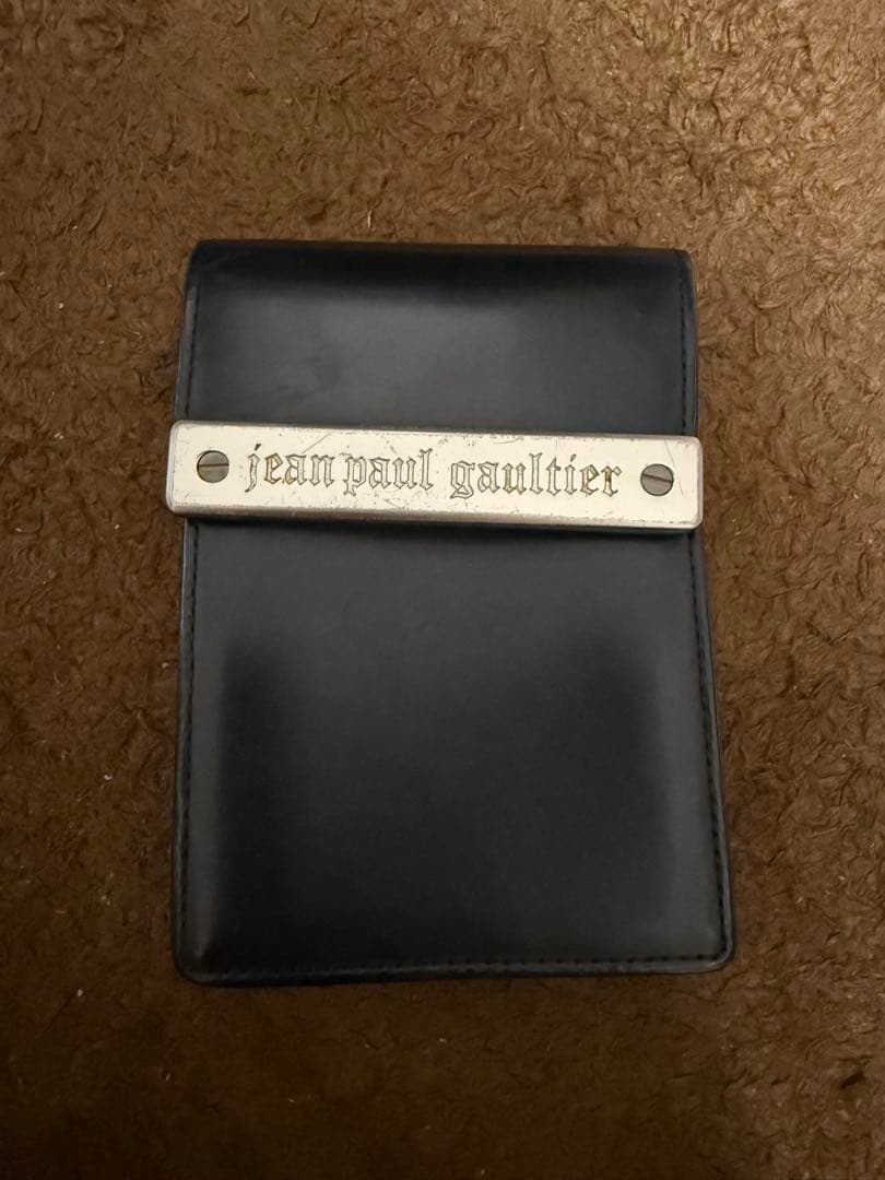 Jean Paul Gaultier 黒 レザー メタルプレート シガレット