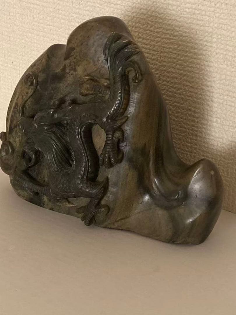 中国美術 天然石 鑑賞石玉石龍彫刻 置物 時代物