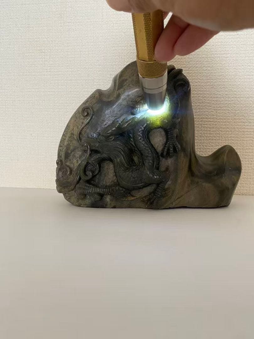 中国美術 天然石 鑑賞石玉石龍彫刻 置物 時代物