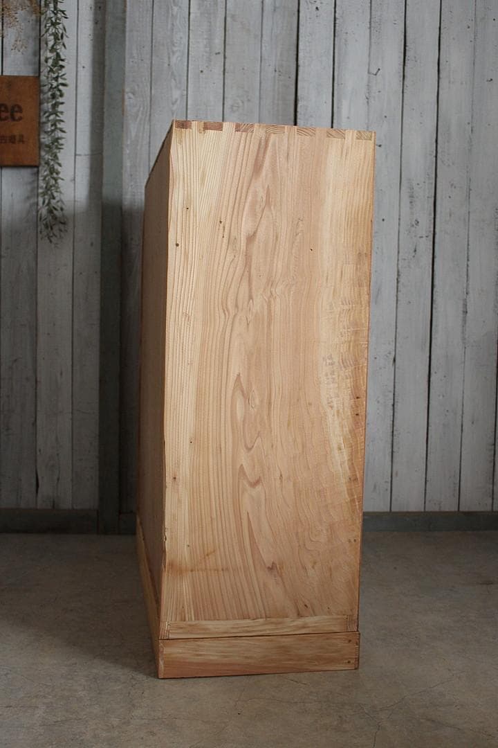 古い木枠のガラス戸棚　木製引き出し6杯　食器棚　本棚　キャビネット　古家具