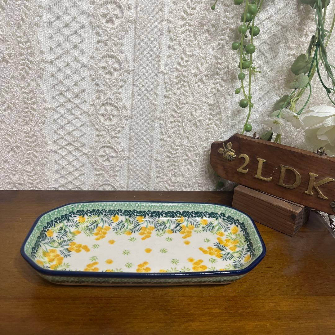 ツェラミカ☆ハンドメイド☆長皿☆ミモザ