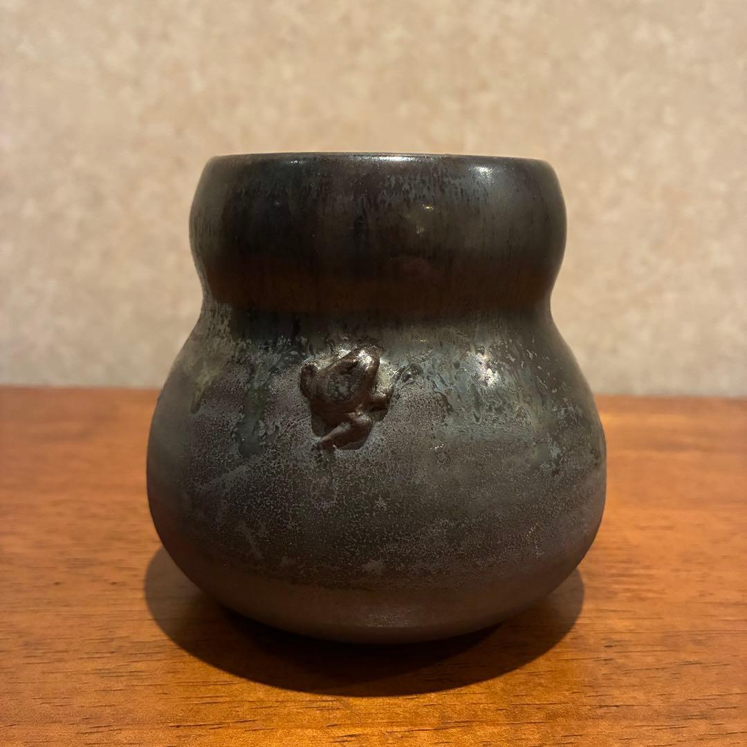 【名工 小川甚八】蛙付 掛け花入★一輪挿し★極上