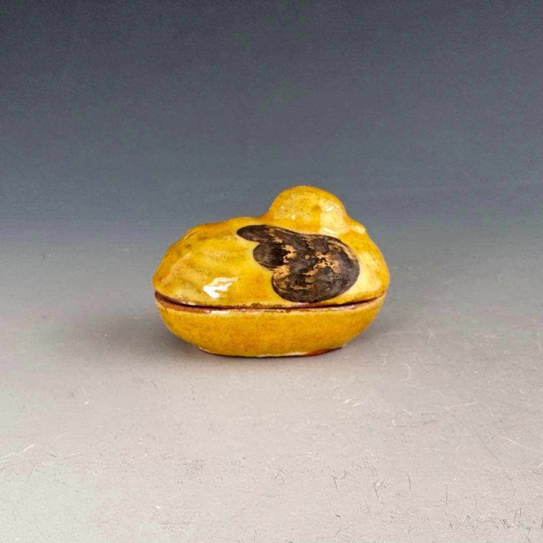 茶道具　黄鴨　香合　四代　眞清水蔵六　共箱　形物香合　陶芸　京焼　茶会　炭点前