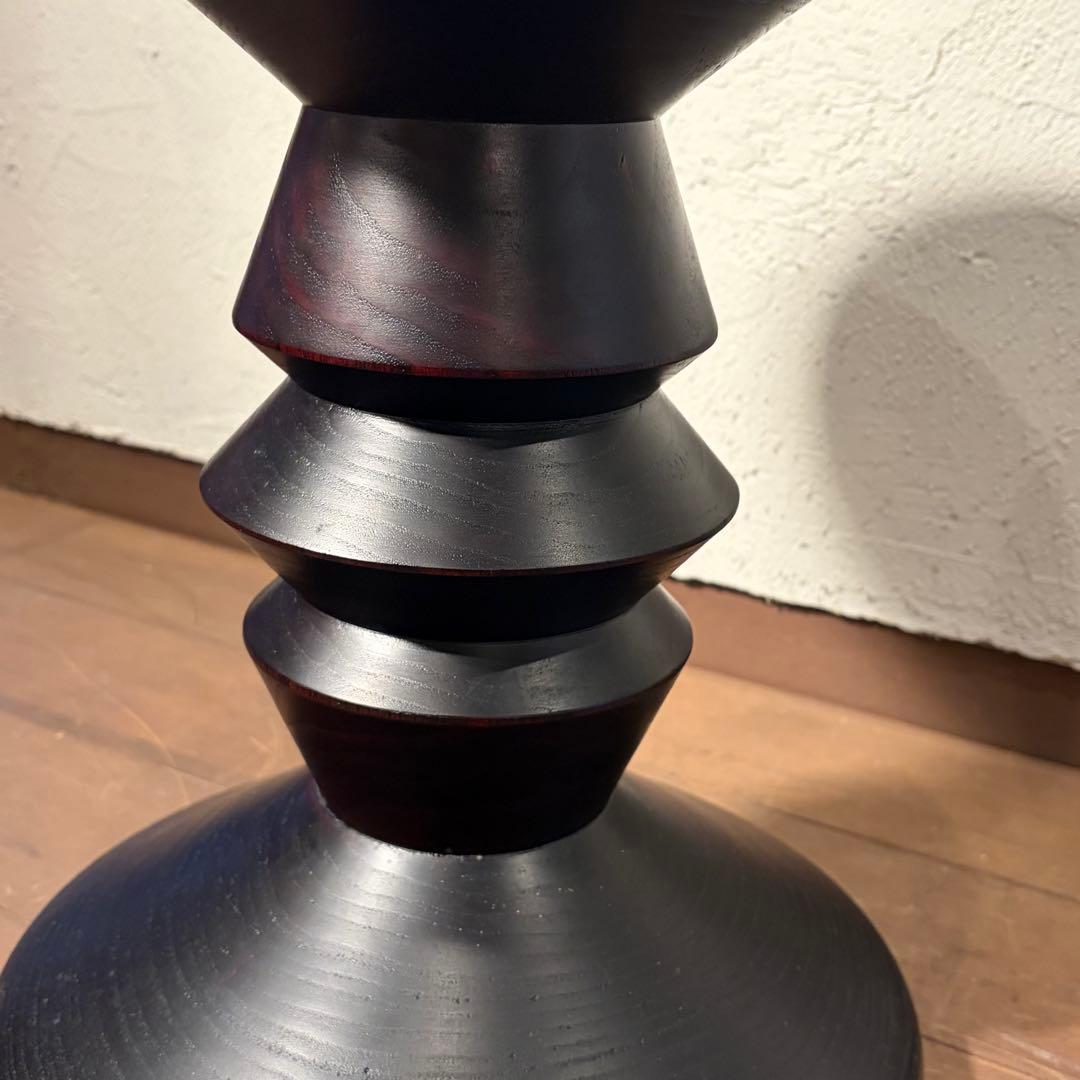 無垢材 ターンドスツール サイドテーブル ブラック×赤み木目