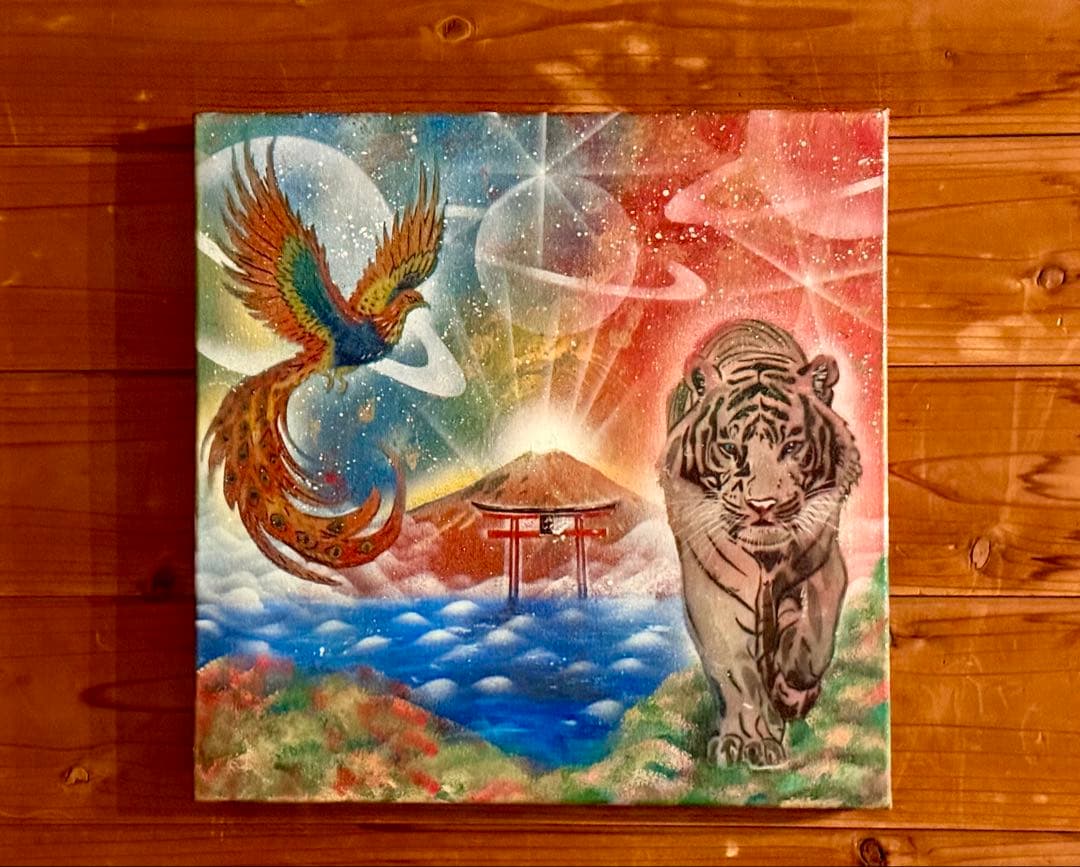 スプレーアート作品　キュービックキャンバス40×40