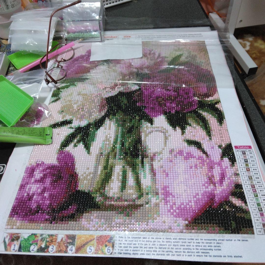 ダイヤモンドペインティング 花瓶と花