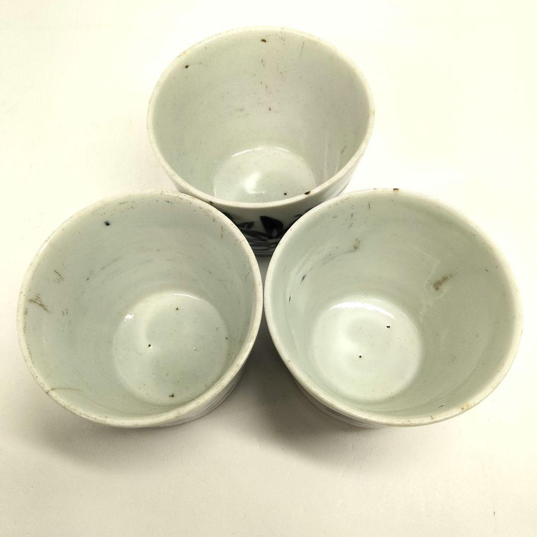 Ｍ222-3 古伊万里 染付 紅葉文 蕎麦猪口 9客セット