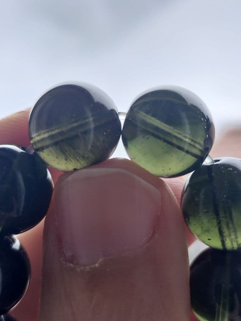 【最終価格】モルダバイトブレスレット　大玉　約12mm