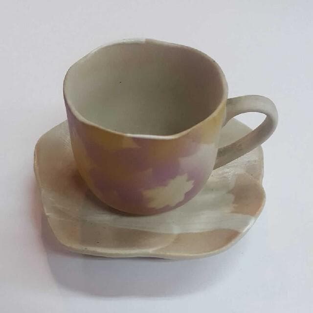 花紋 九谷焼 コーヒーペアカップ