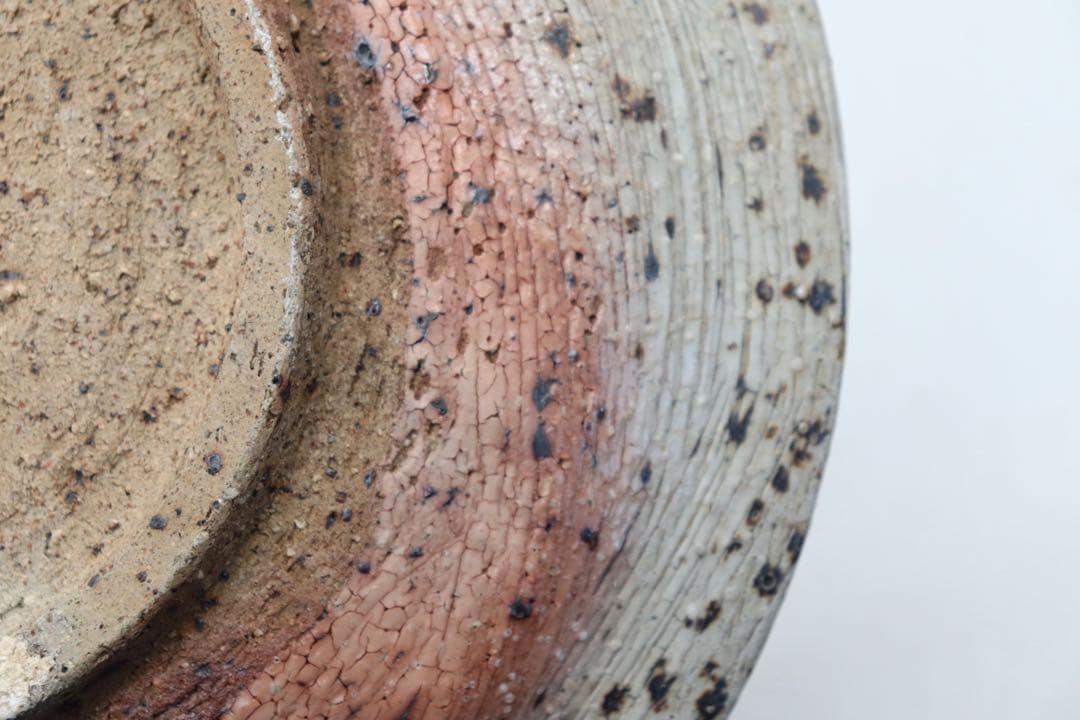 益子焼　坂田甚内作　灰釉波紋大皿　送料込み250617